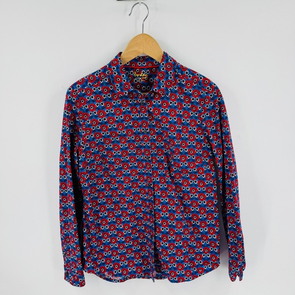 Boden Classic Shirt Shirt 8R Blue Red Floral Cotton Button Down Preppy Patriotic - Picture 6 of 6